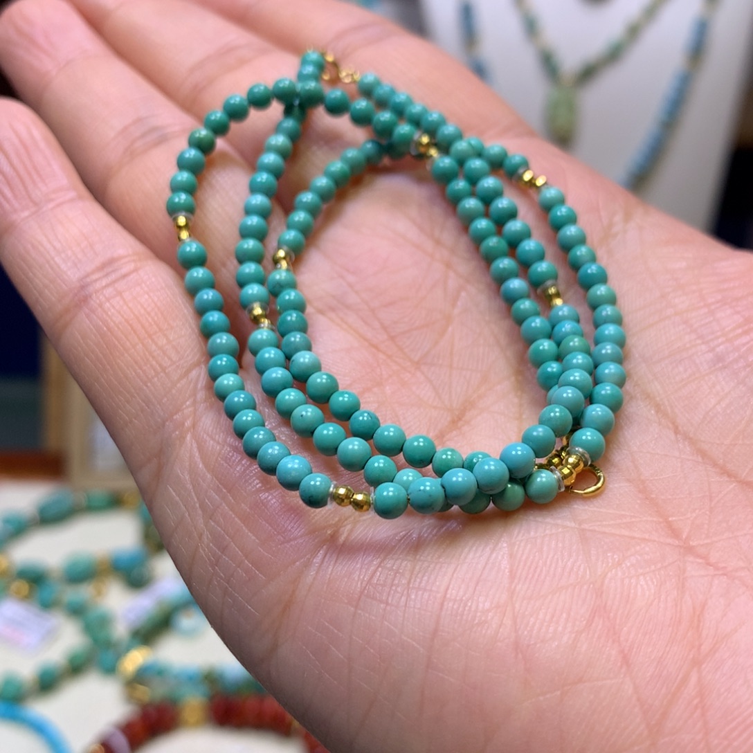 绿松石18K金镶嵌万能链