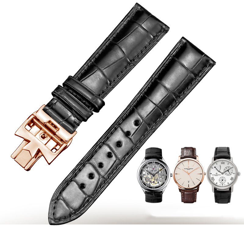 适用于江诗丹顿表带男历史名作传袭传承马耳他鳄鱼皮真皮表带