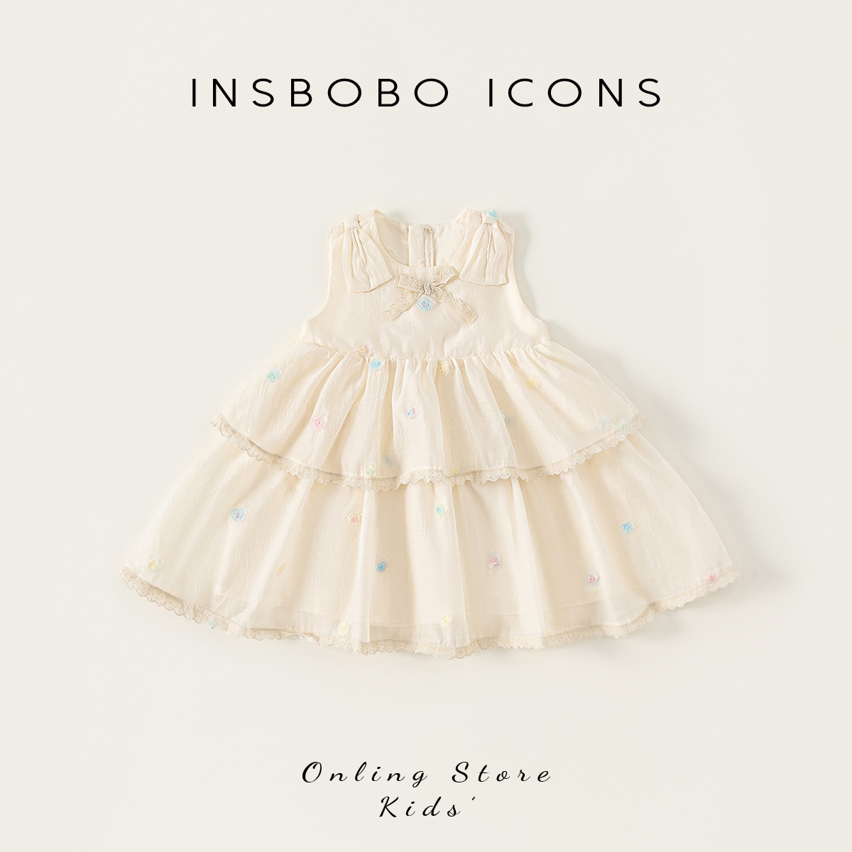 XQ25029【夏】儿童裙子（网纱花朵无袖连衣裙）