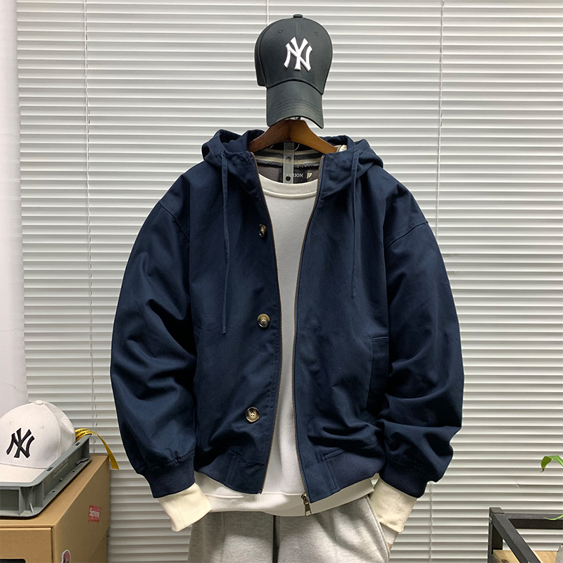 春秋新款连帽夹克男款休闲宽松机能运动百搭潮牌山系防风工装外套