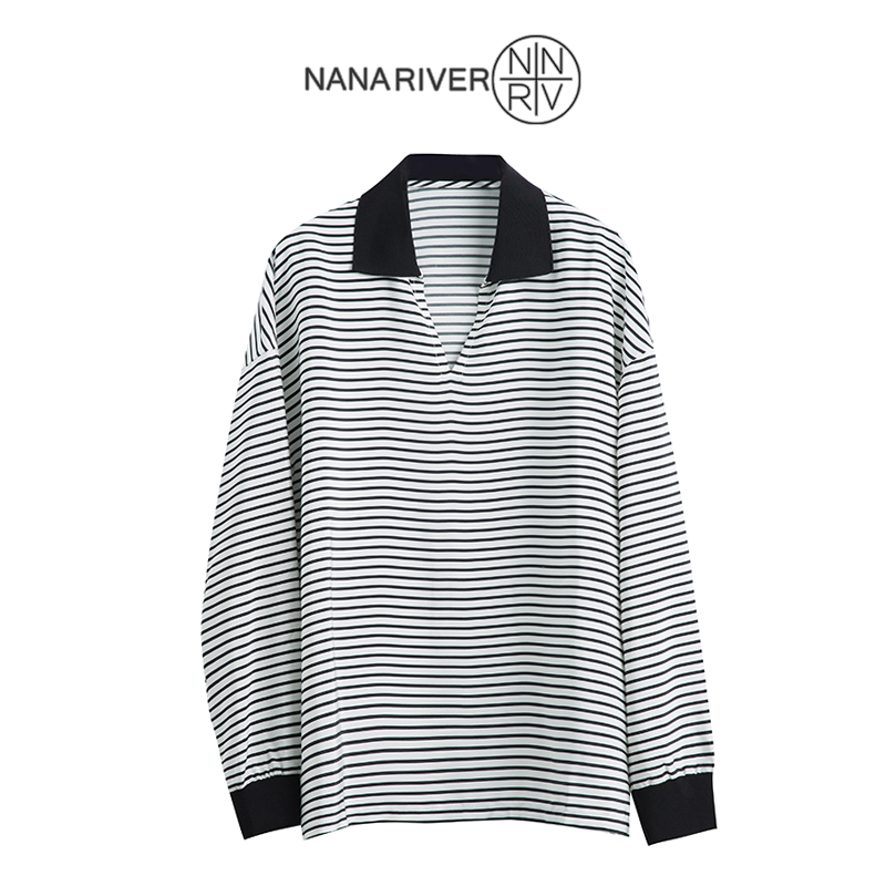 [曼朵]标准版翻领长袖POLO衫2024春季新品极简风设计