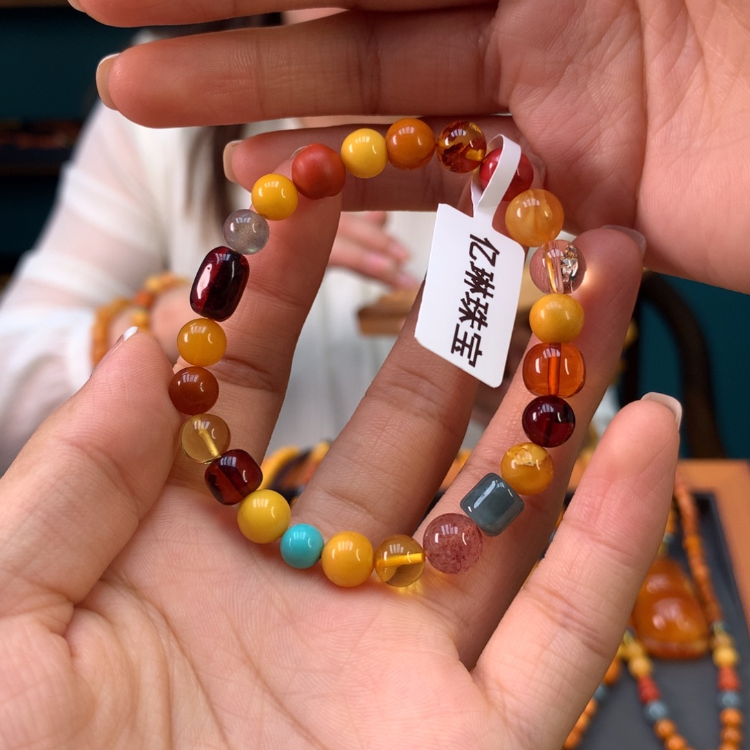 琥珀未镶嵌手串微瑕