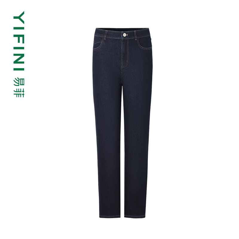 【Yifini】简约时尚百搭舒适直筒长牛仔裤B10K1636