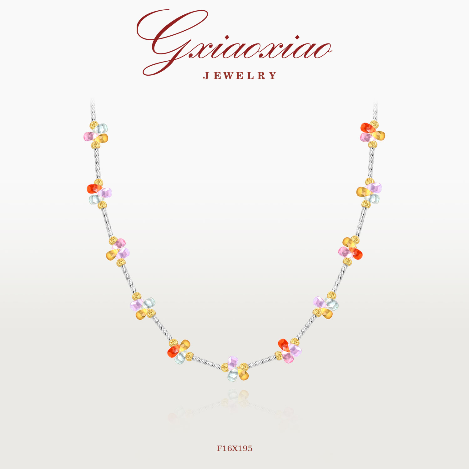 G XIAOXIAO 镀K金【夏日多巴胺】时尚气质百搭彩色项链 F16X195
