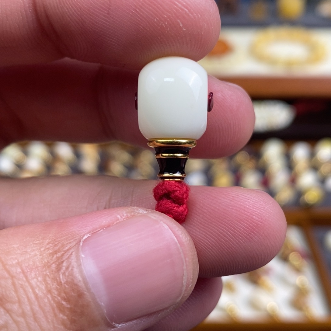 蜜蜡18K金镶嵌裸石配饰三通尺寸10.7