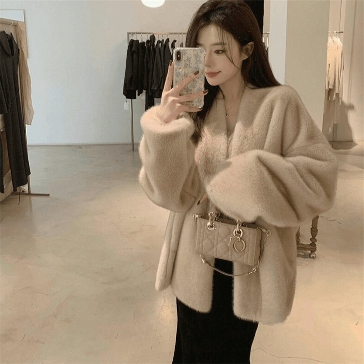 人造皮草 年轻洋气女冬季新款韩版仿水貂毛毛外套宽松气质大衣潮