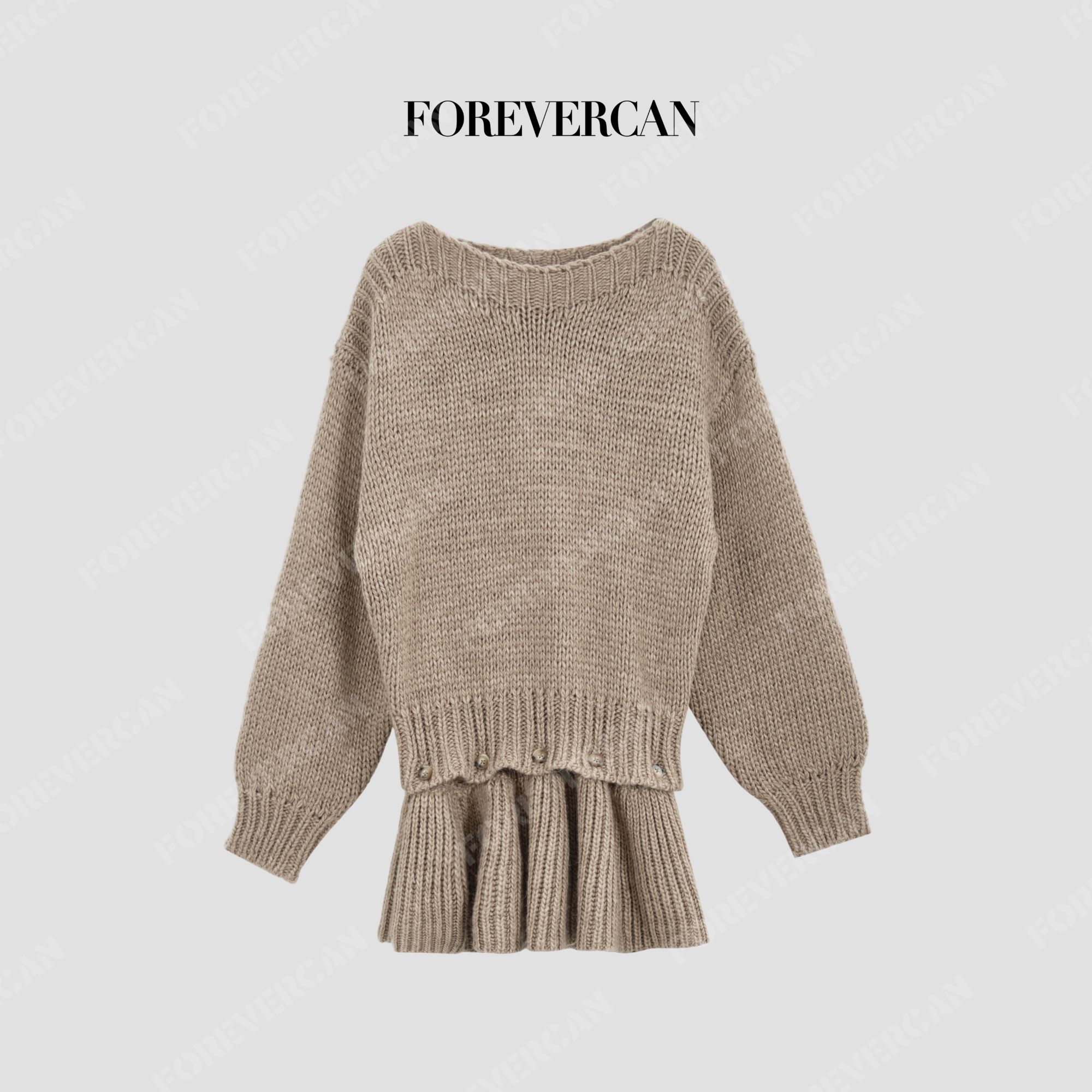 FOREVERCAN“罗文扎莱”毛衣+半裙可拆卸时髦针织连衣裙 MY40012