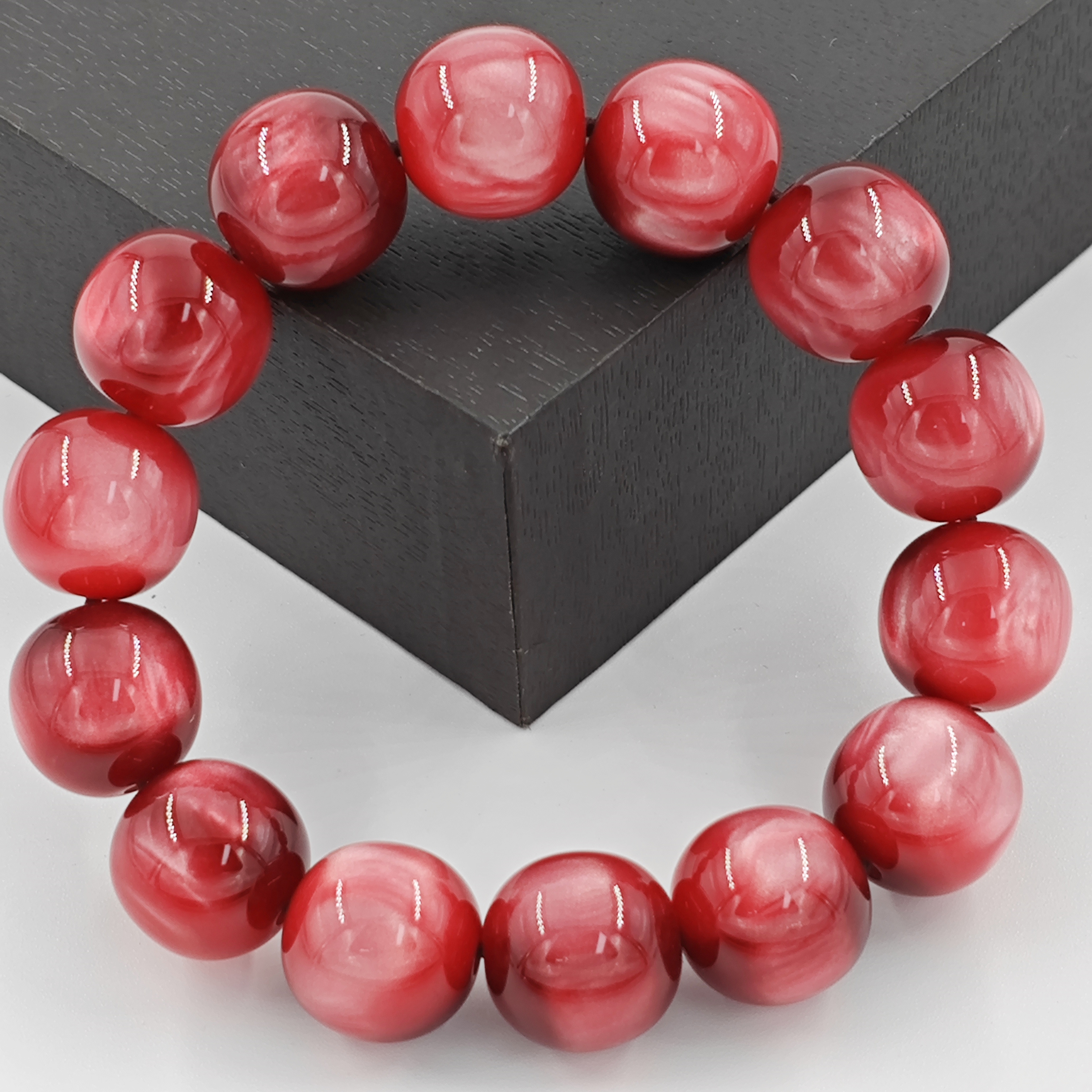  G012时尚气质百搭潮流猫眼酒红树脂手串手链