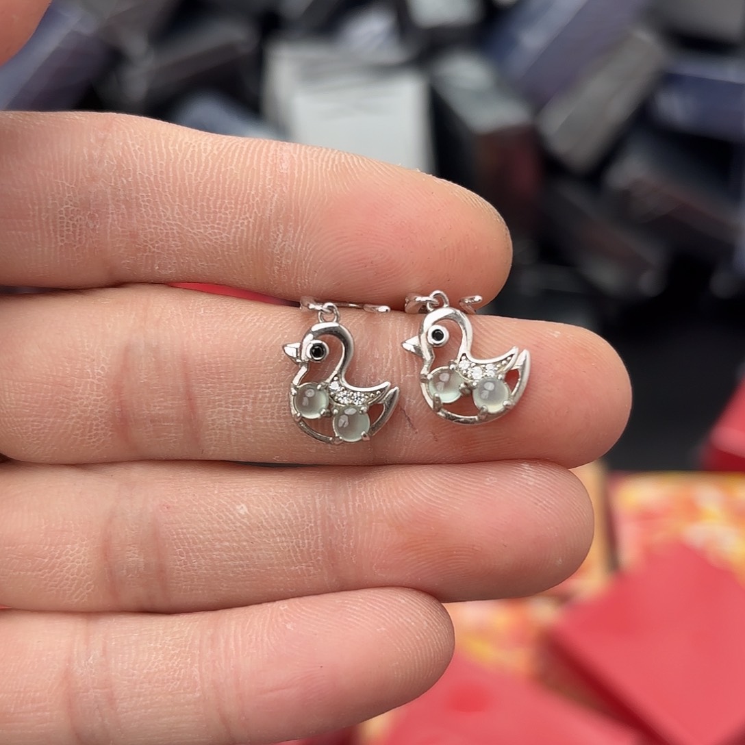 翡翠戒指银S925镀金镶嵌