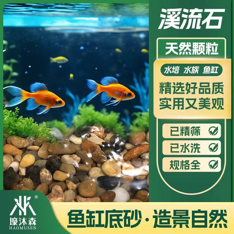 天然溪流石原生庭院鱼缸底沙砂造景水草装饰雨林铺地生态缸石头子