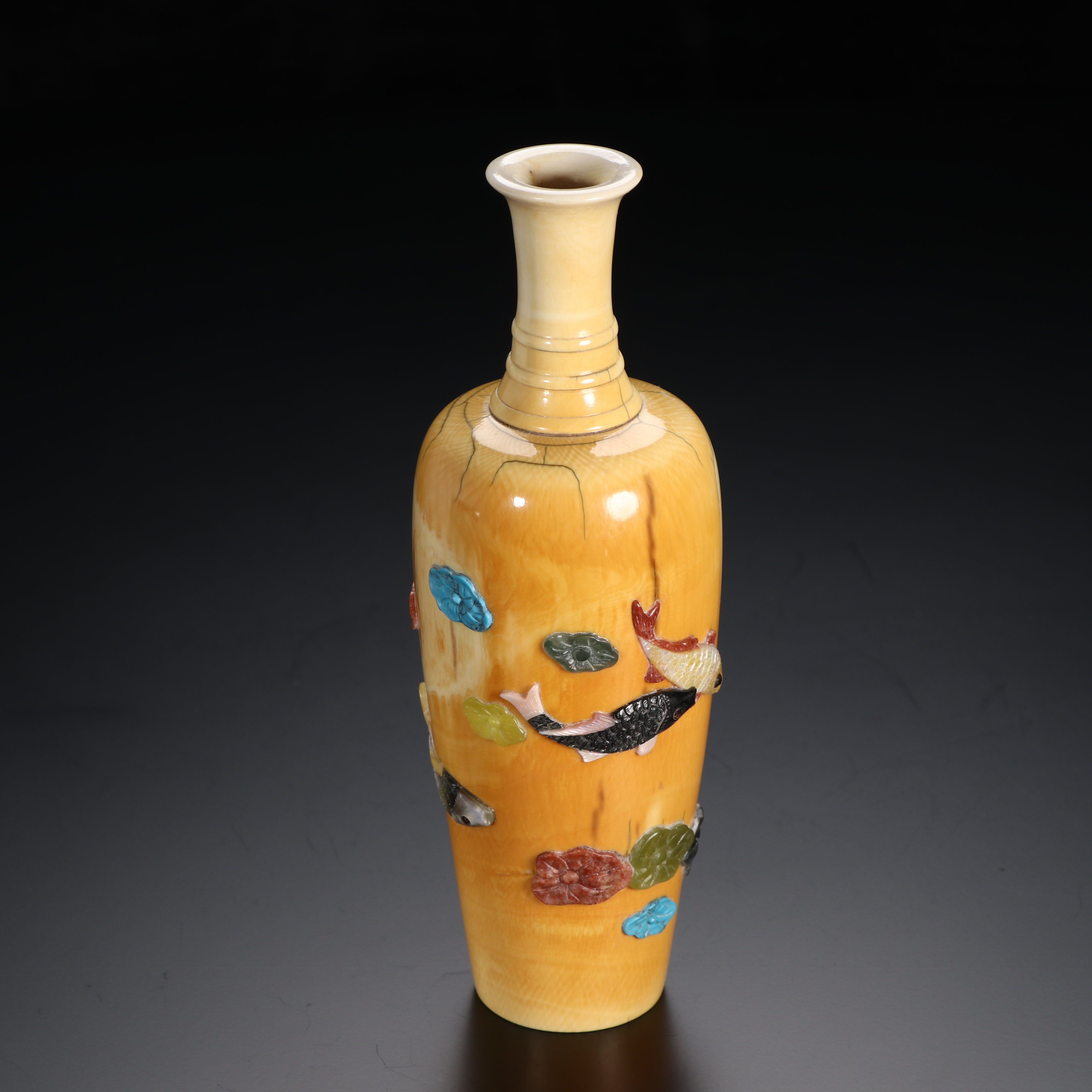 《博古文物》- 老亚料嵌宝莱菔瓶-TH-250225