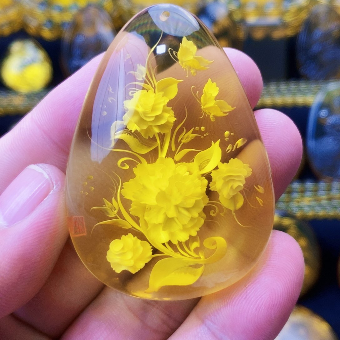 【闪购商品】金珀颈饰未镶嵌琥珀阴雕