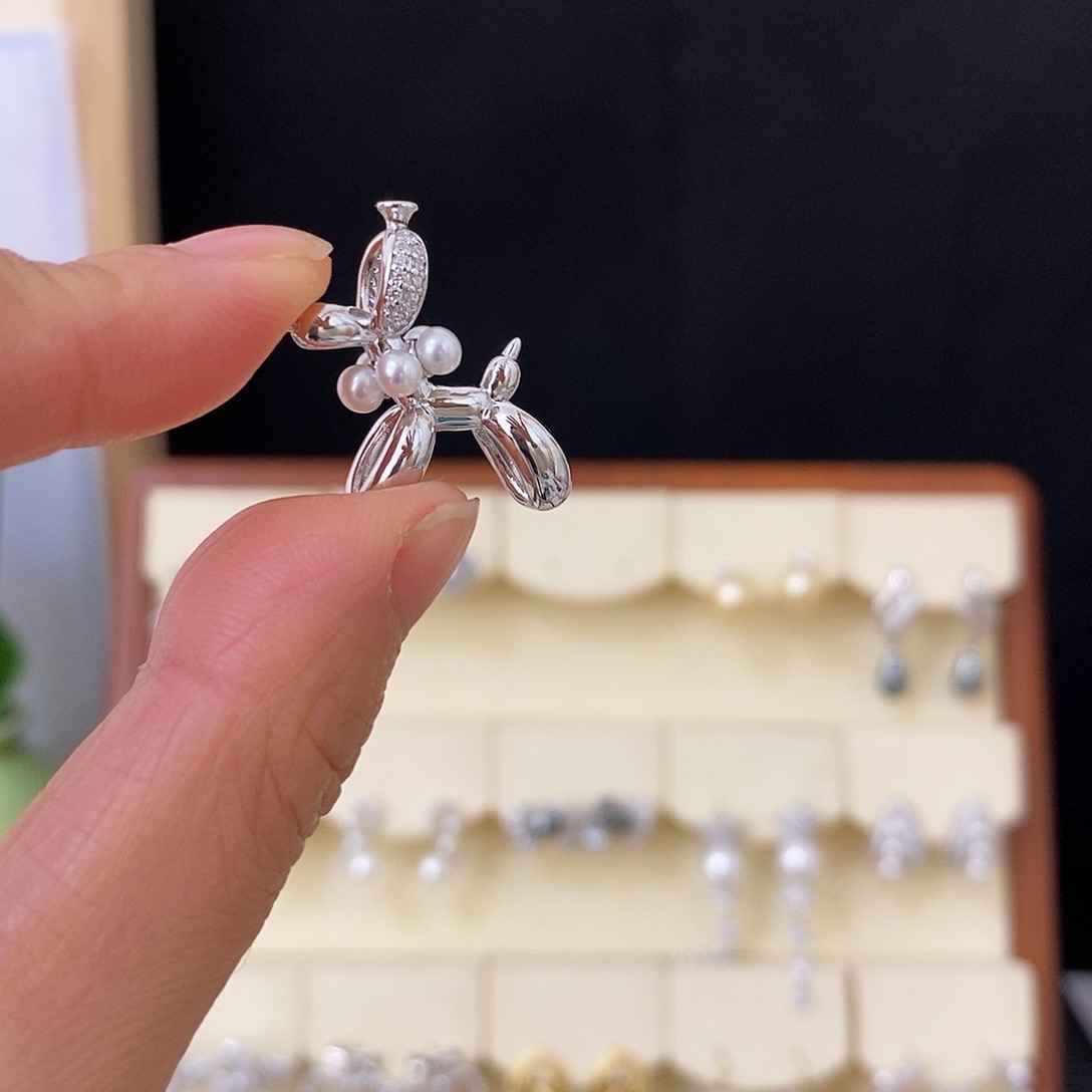 吊坠(不含链)银S925镶嵌淡水珍珠