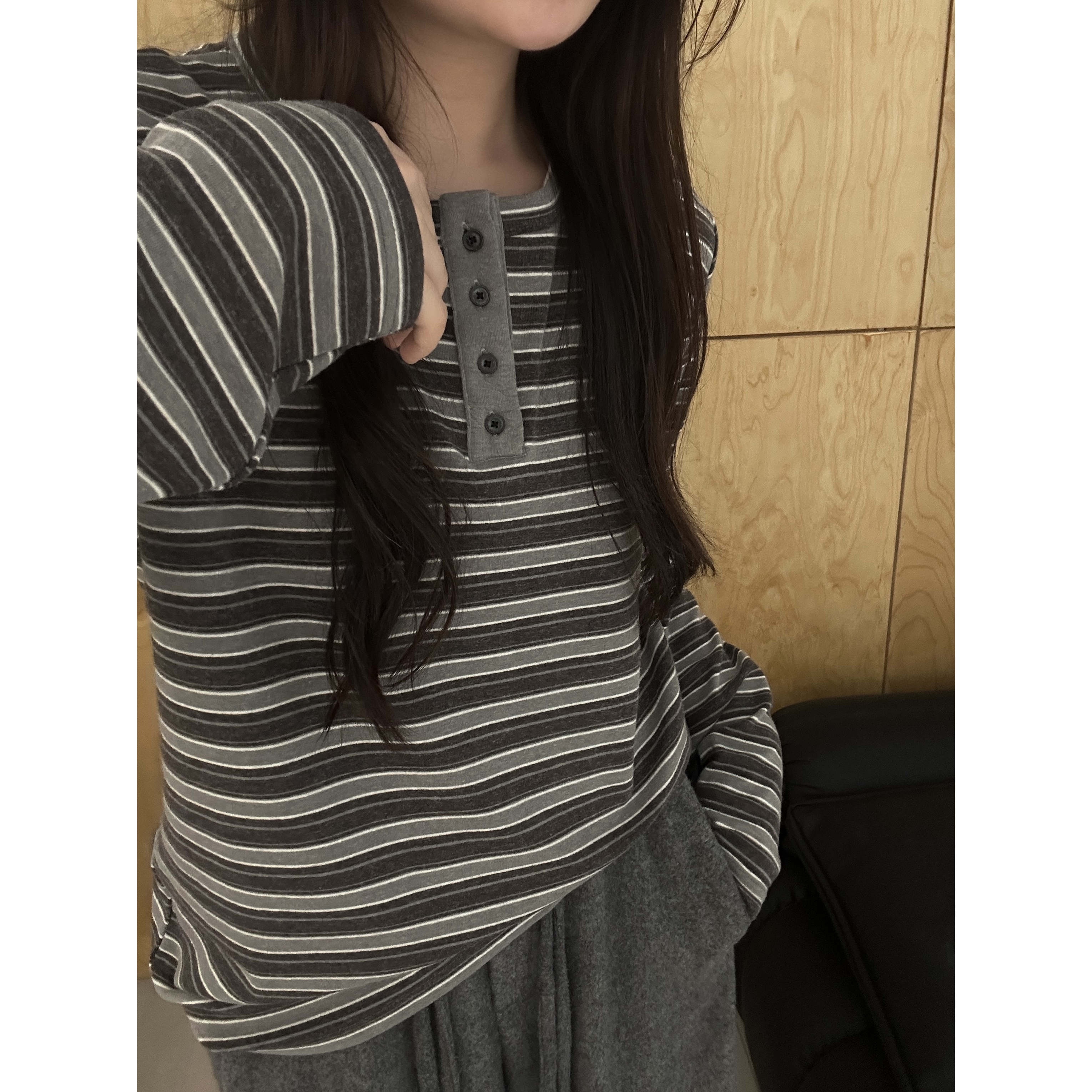 【主播推荐】女士条纹打底衫0133