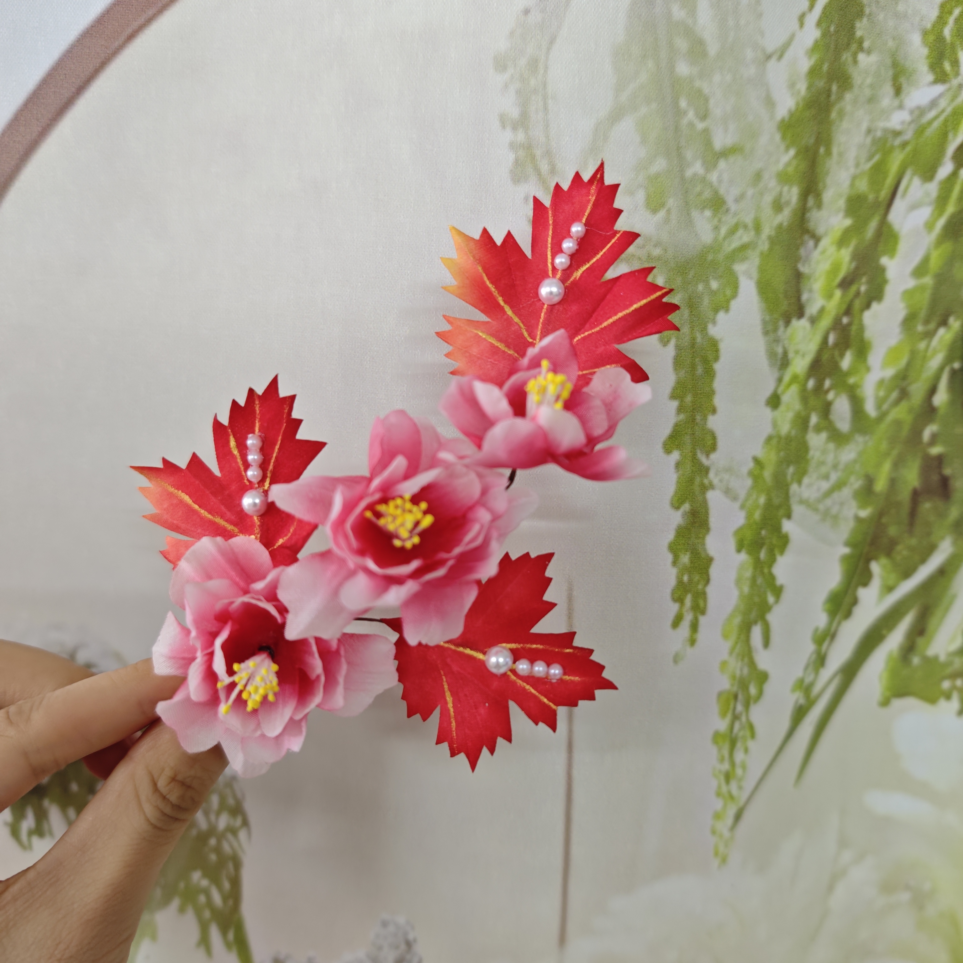 风雪初晴11月绒花孤品发簪手工汉服百搭复古超仙古风簪子