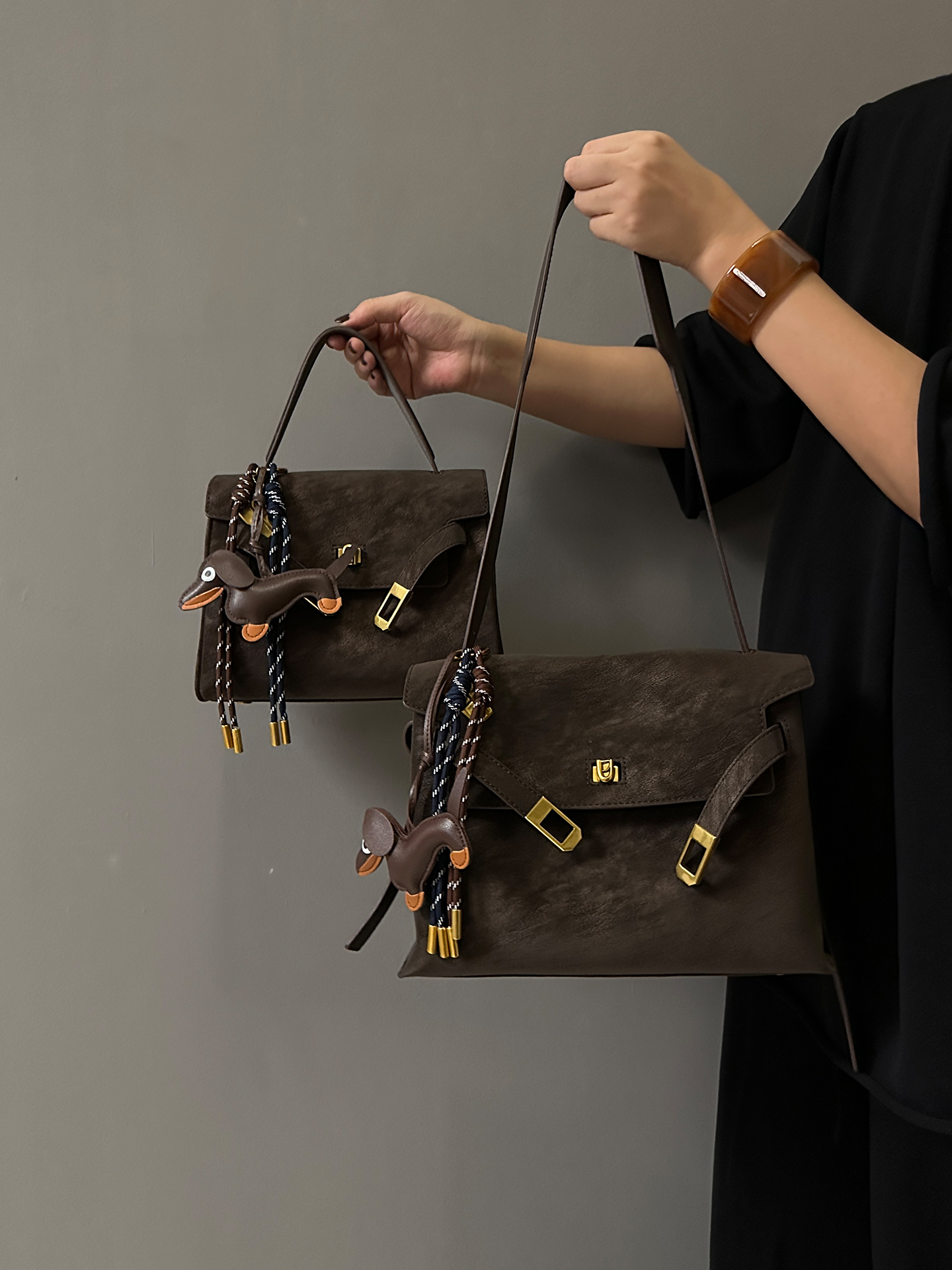 复古手工擦色牛皮邮差包凯莉包托特包大容量通勤百搭单肩斜挎包女