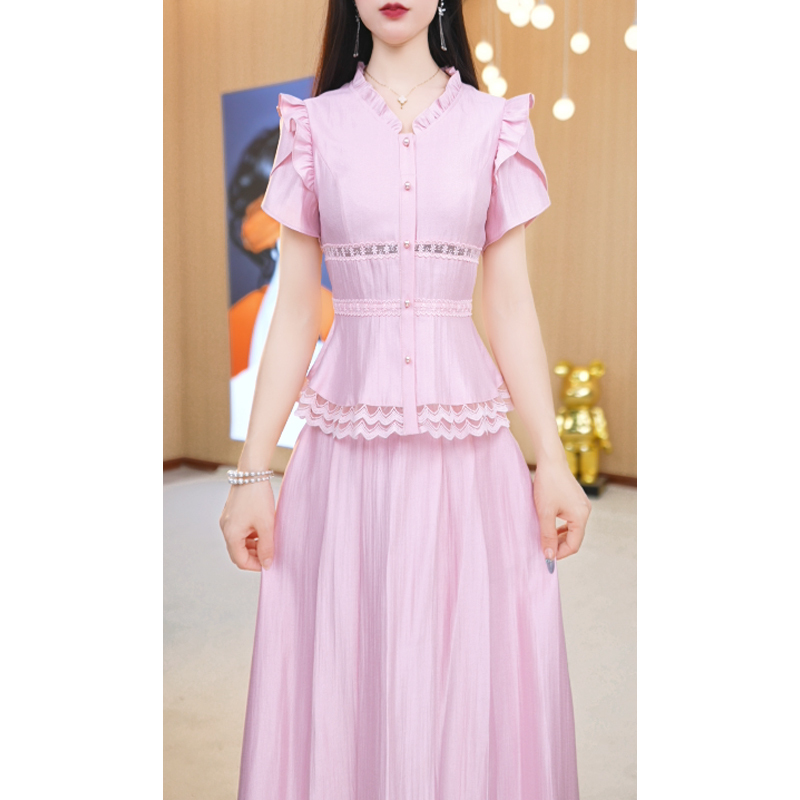 【25A181-1】夏款新款轻薄透气舒适两件套套装裙M-4XL