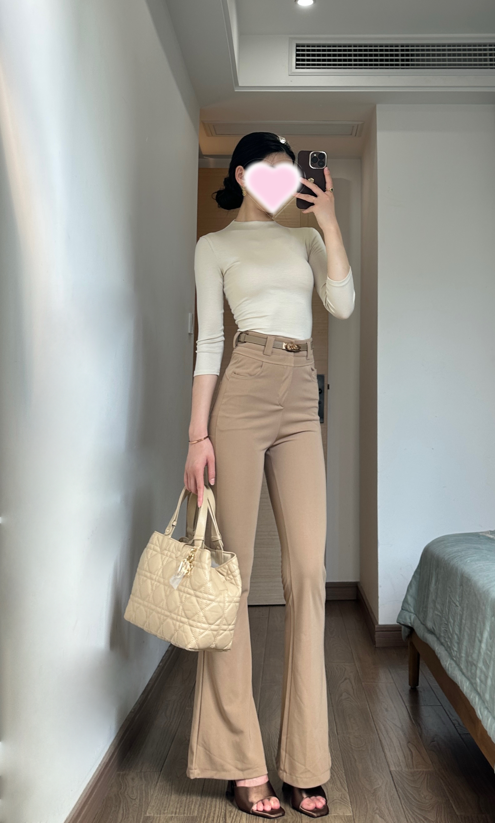 西裤喇叭裤女卡其色喇叭裤丝滑催顺喇叭裤女