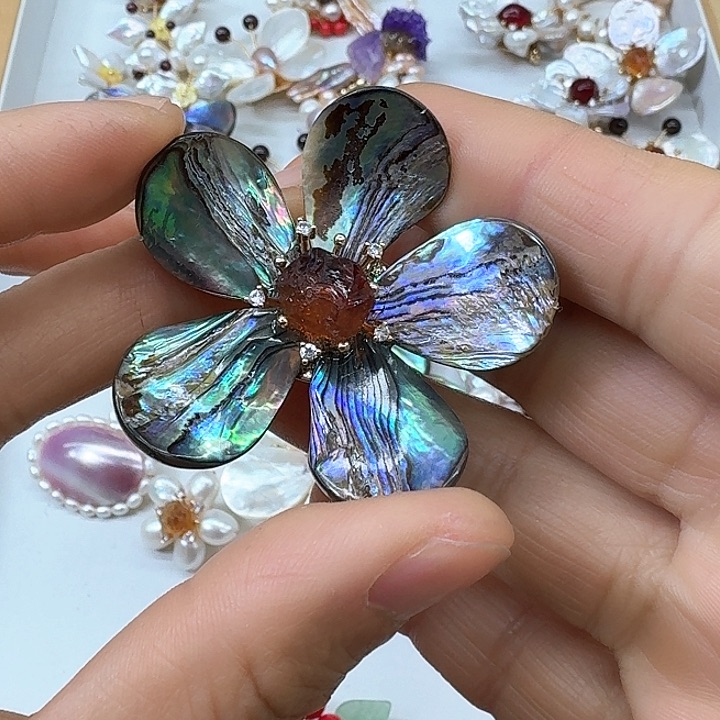 淡水珍珠胸饰银S925镶嵌