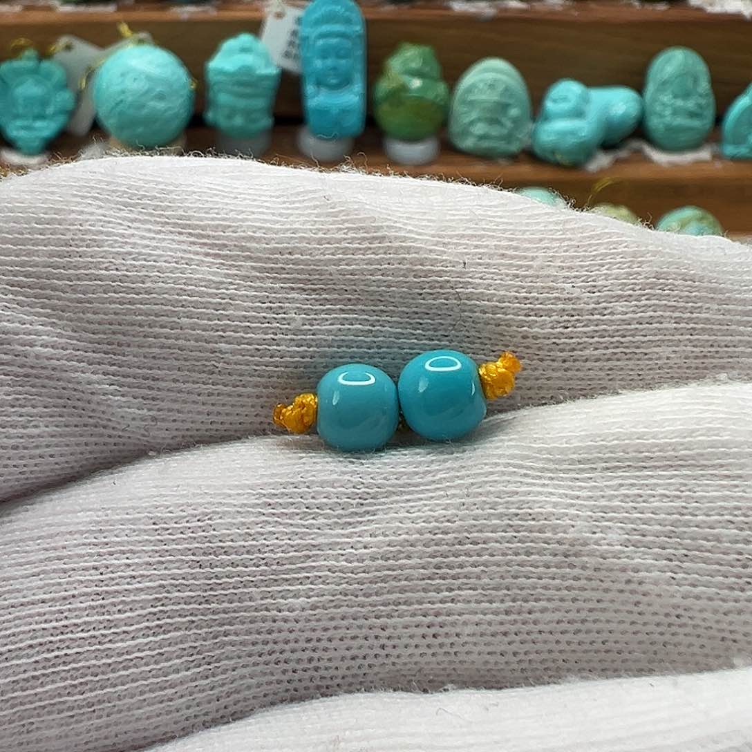 绿松石老型对珠 未镶嵌