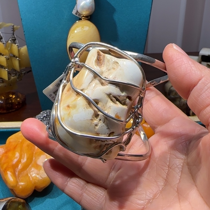 琥珀未镶嵌手链波兰设计款琥珀蜜蜡