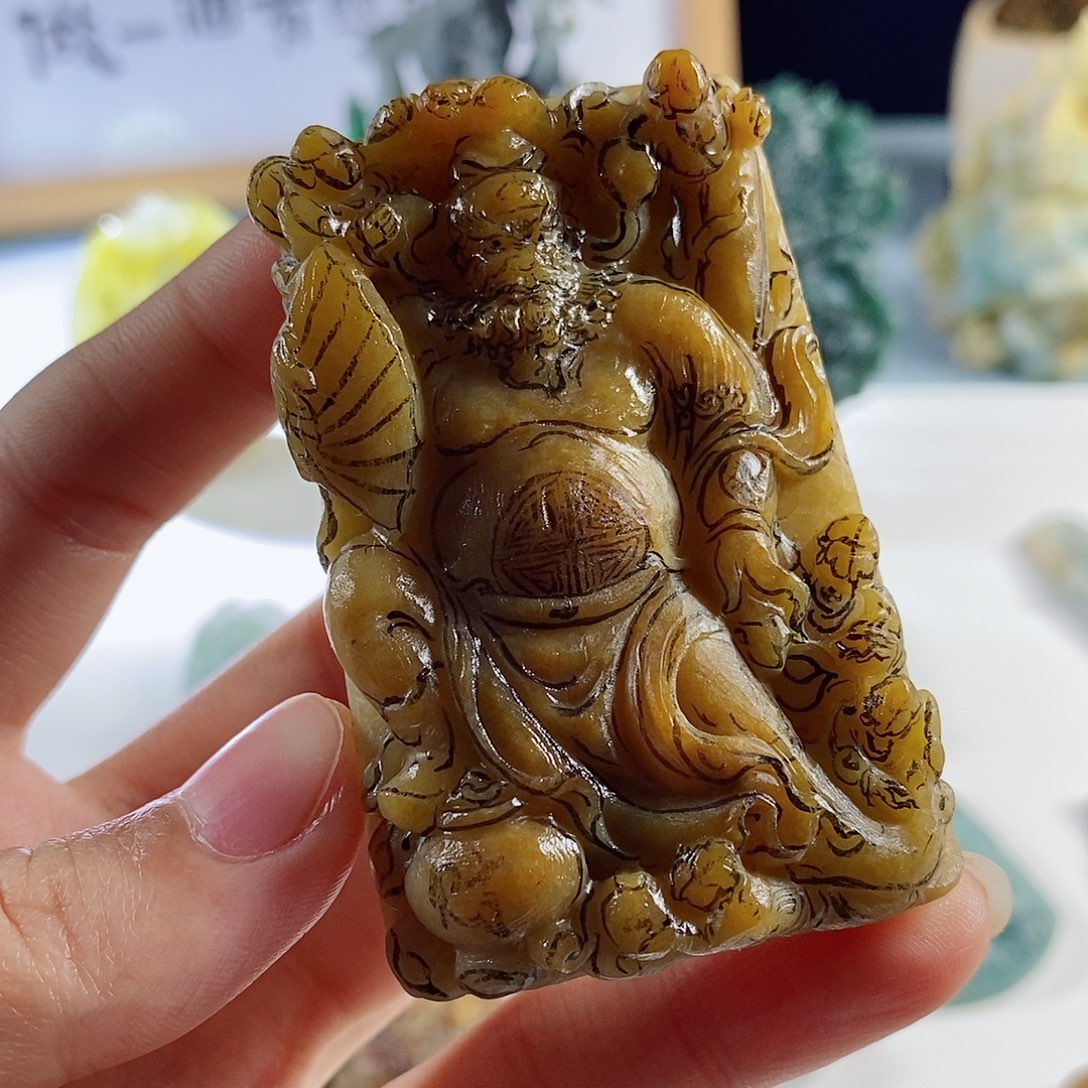 定制翡翠未镶嵌天然a货翡翠满黄钟馗