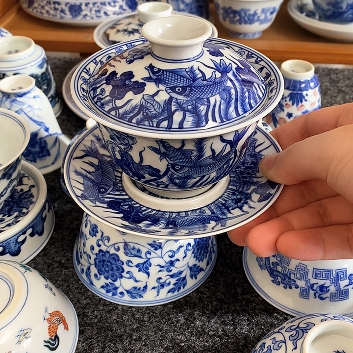 【龙序】鱼藻三才盖碗