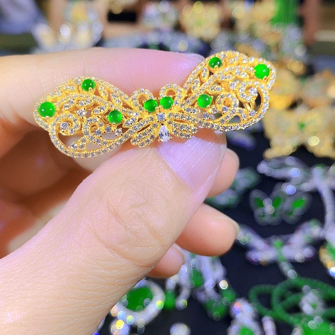 吊坠(不含链)银S925镶嵌翡翠