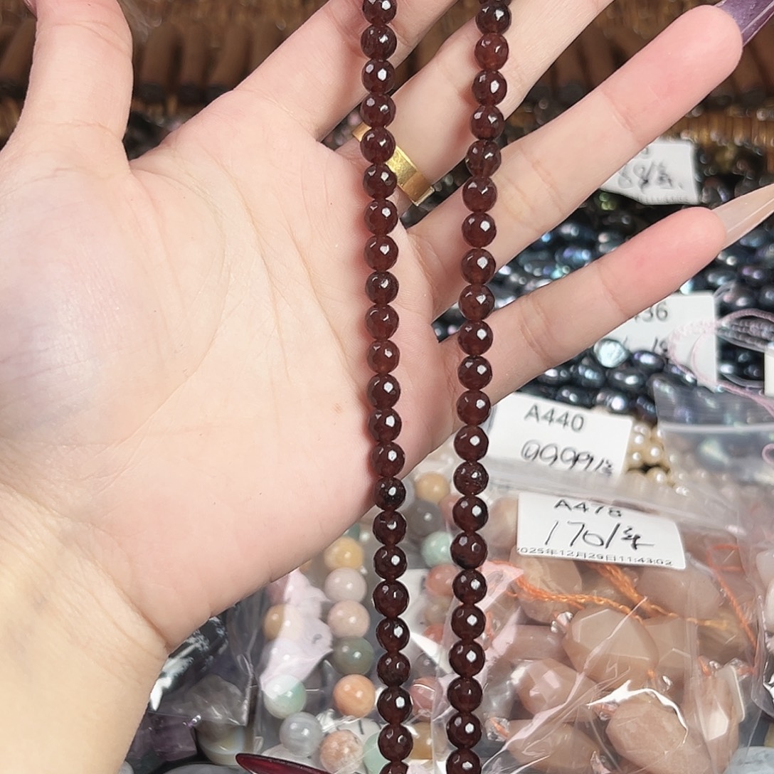 玛瑙/玉髓合金珠宝半成品a481 6.6m 钻切咖啡玛瑙一条