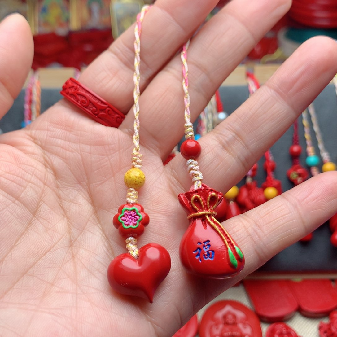 天然辰砂工艺品朱砂手机坠