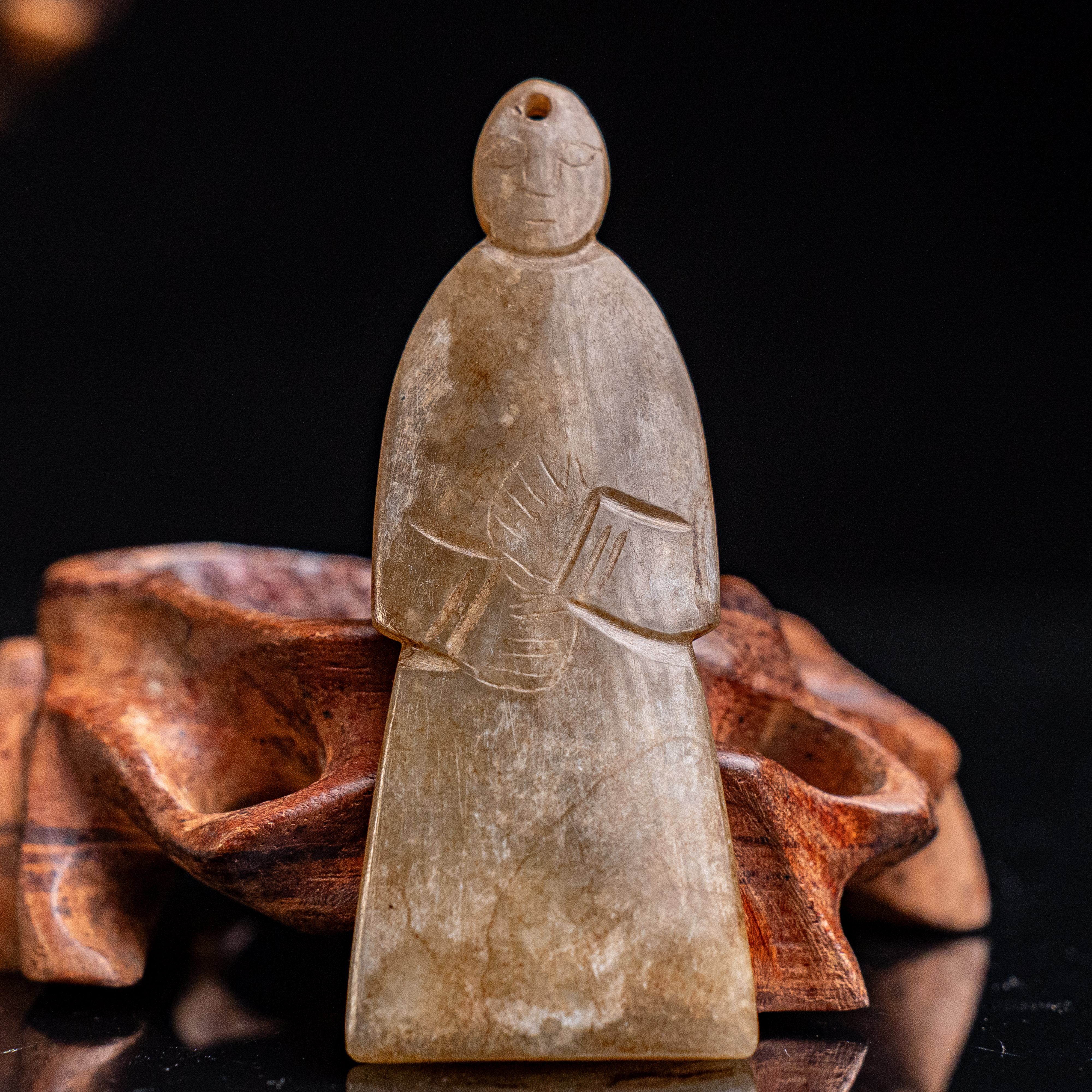 明代和田玉玉人俑花件-NX