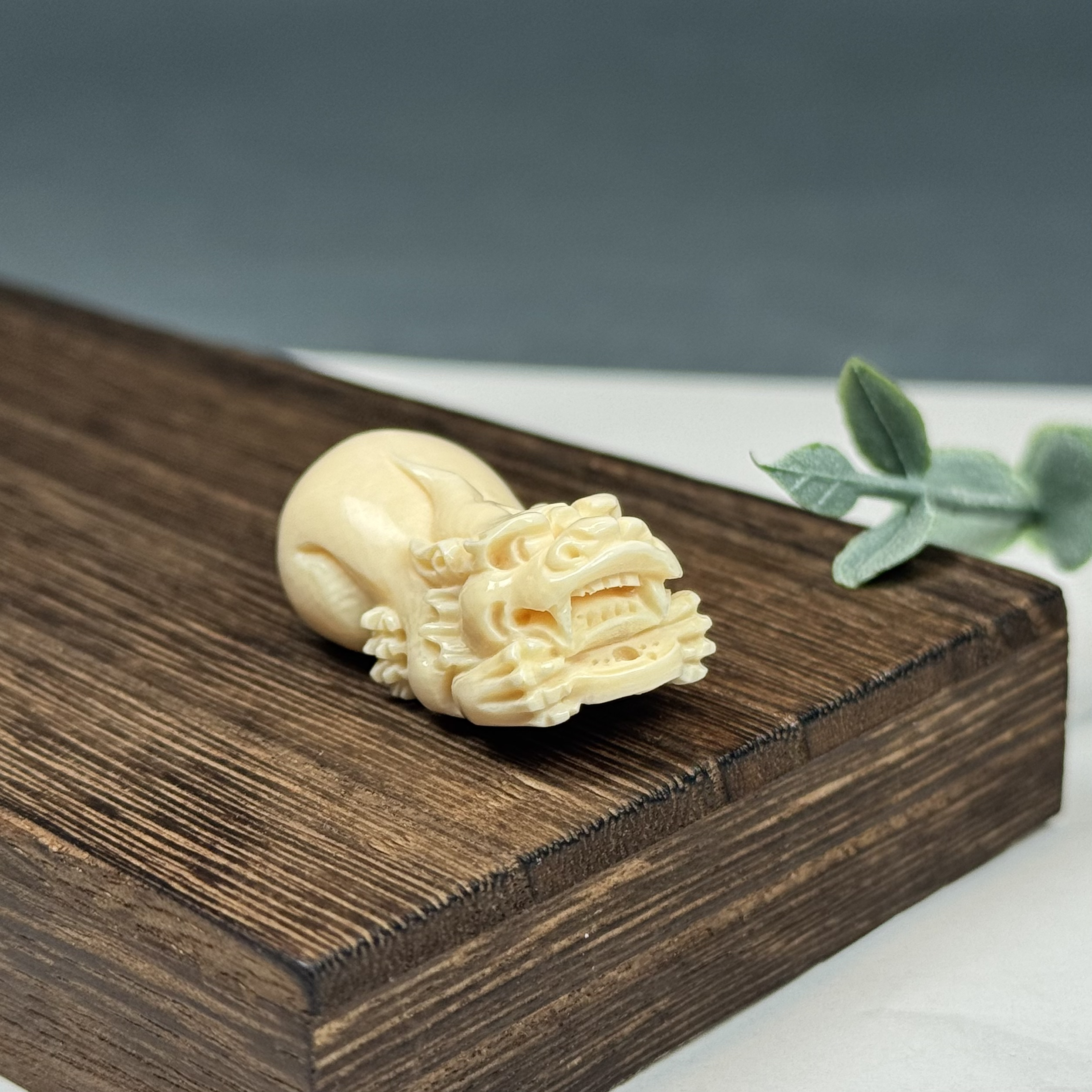 H97-75天然猛犸牙 雕刻貔貅17*36.5*13.4mm支持复检假一罚十