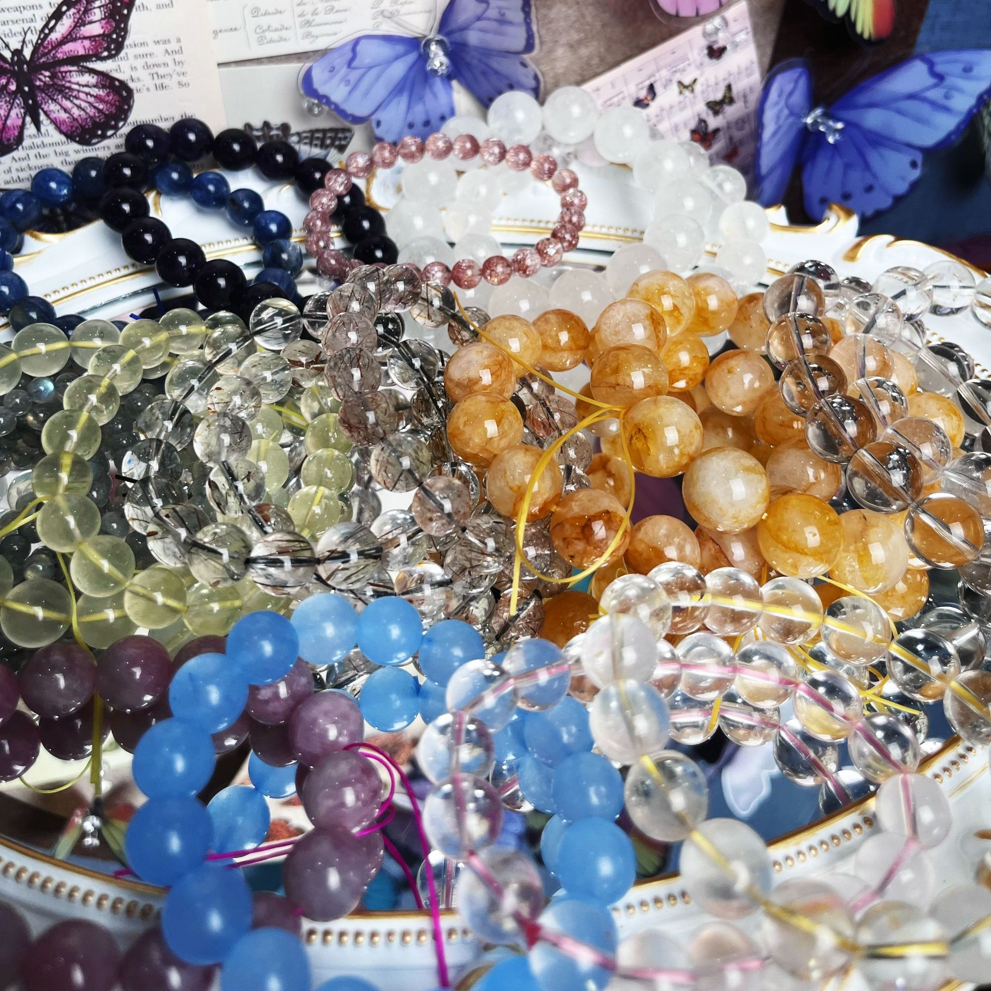 天然水晶手串天然石许愿手串水晶色手串水晶