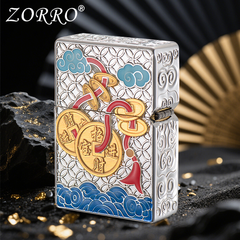 ZORRO佐罗盔甲夜光祥云貔貅经典创意煤油打火机适合送礼