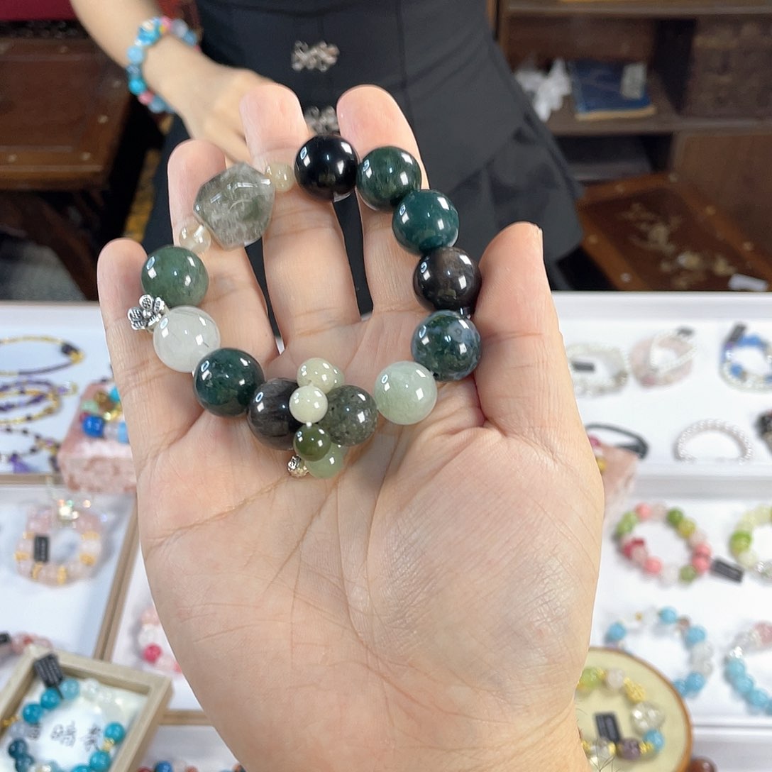 水晶手链银S925镀金镶嵌