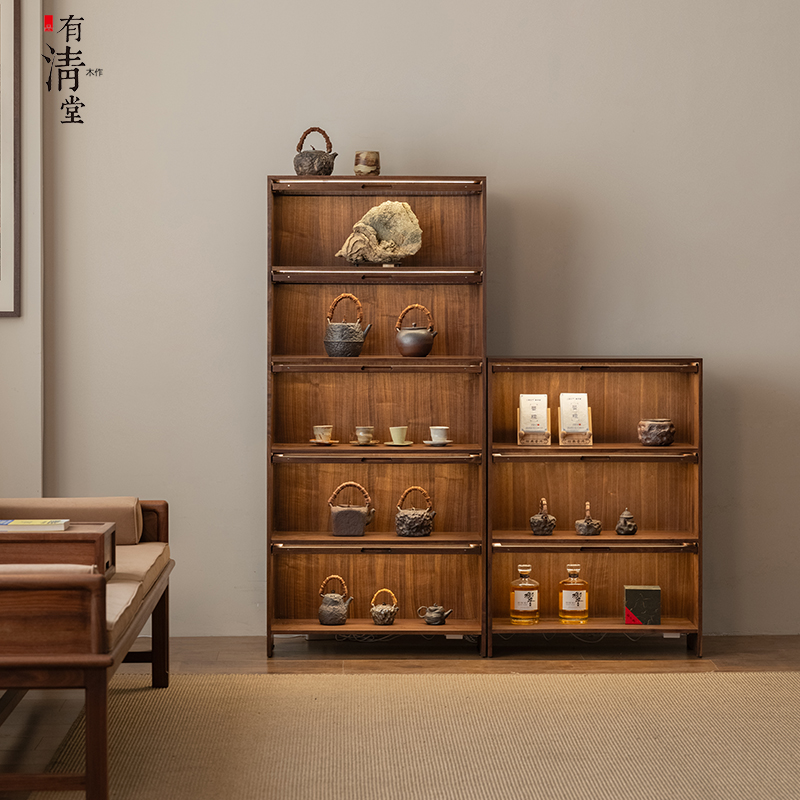有清堂新中式三层酒柜实木储物柜客厅家用斗柜卧室收纳茶柜展示柜