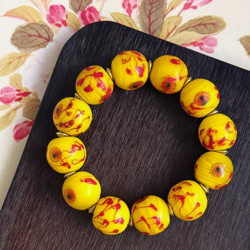 老琉璃复古百搭黄色凤眼手串5103003