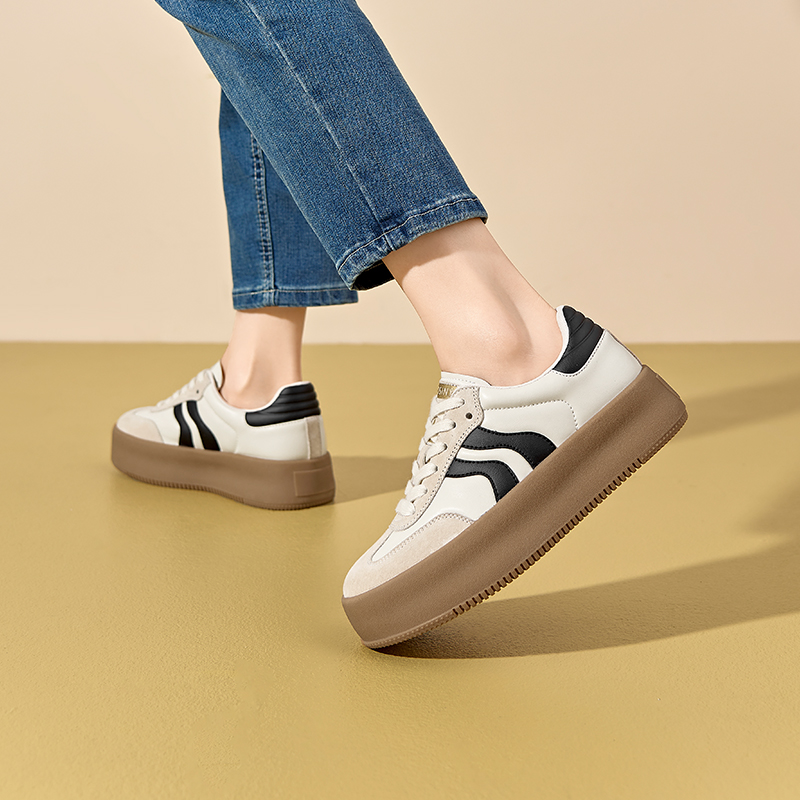 卓家拼色厚底小白鞋女夏时尚耐磨增高休闲板鞋ins德训鞋4Q1A23621