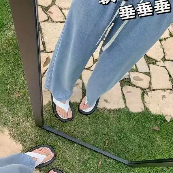 小雅姐姐 【软牛仔】春季松紧腰松弛慵懒感直筒休闲牛仔裤IP02