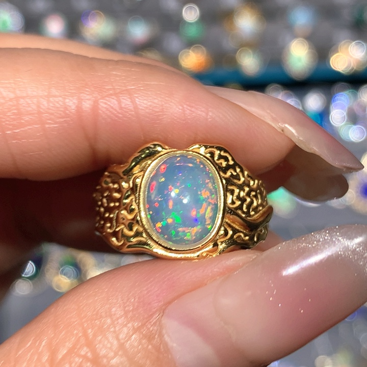 欧泊银S925镶嵌福利戒指