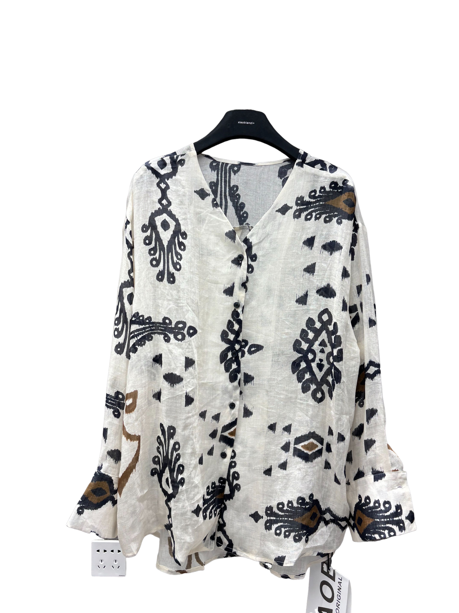 【佳老板】“25254#爆款韩版时尚休闲百搭苎麻花衬衣