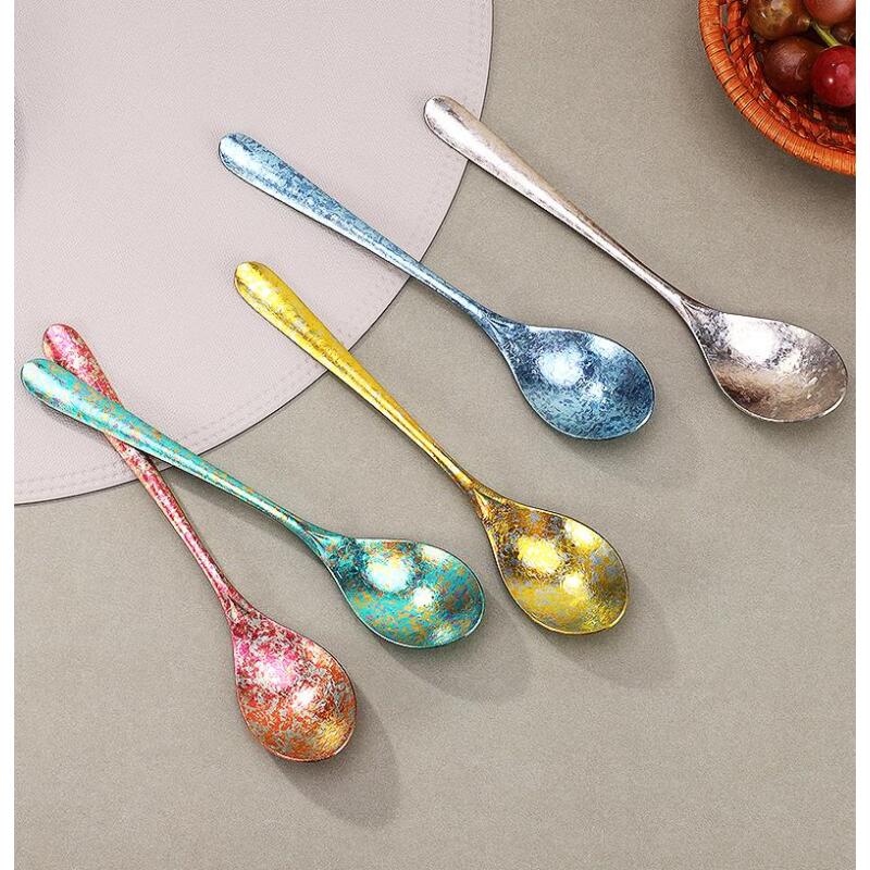 高端纯钛勺子冰花钛勺抑菌防霉高档餐厅餐具