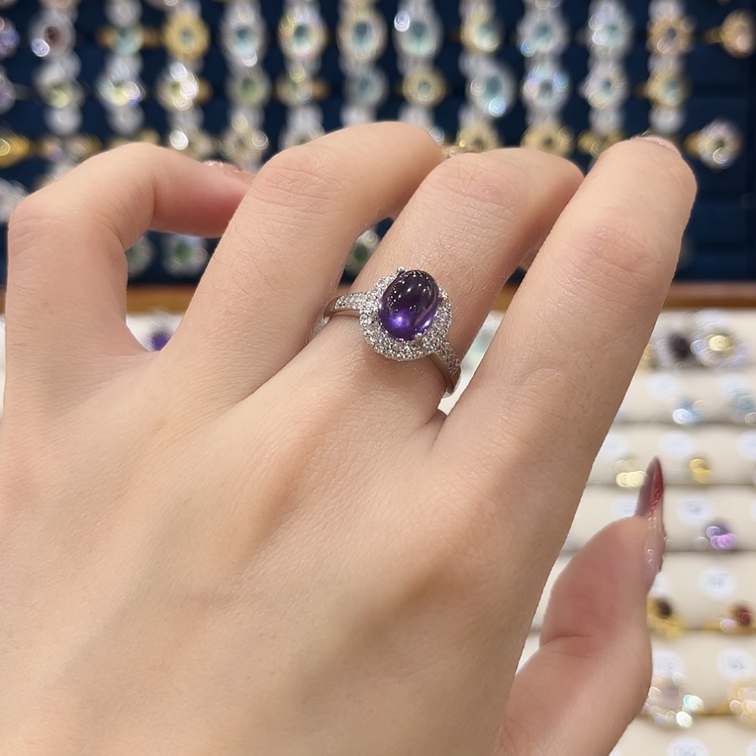 紫晶女款银S925镶嵌戒指