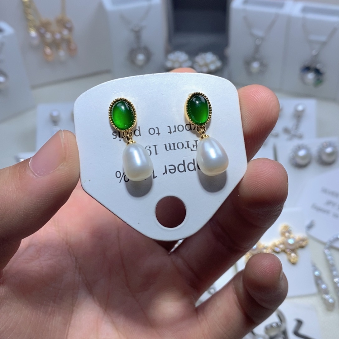 耳饰淡水珍珠银S925镶嵌