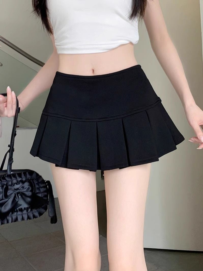 低腰短款百褶半身裙，实物以直播间为准