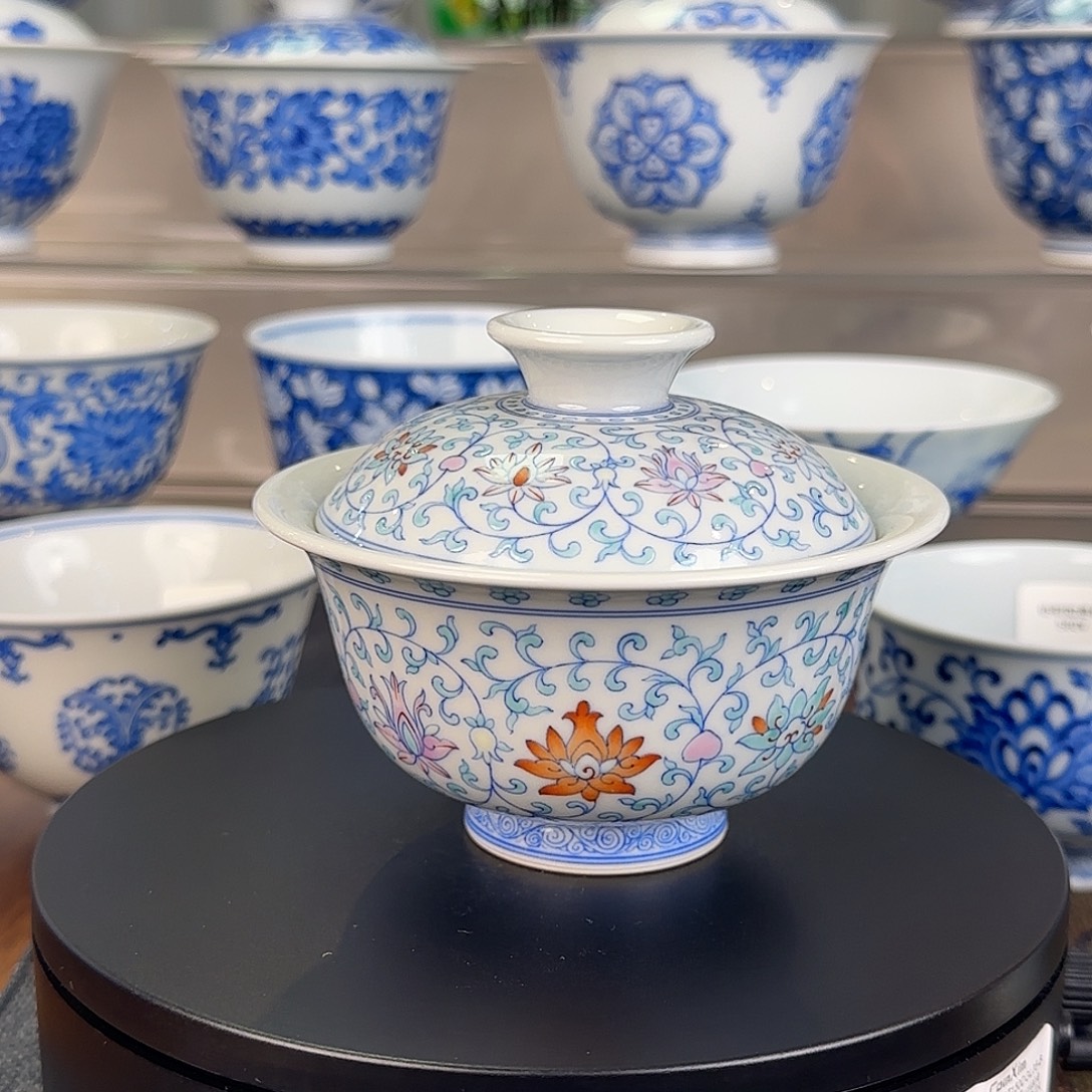 l***月景德镇手工手绘青花盖碗