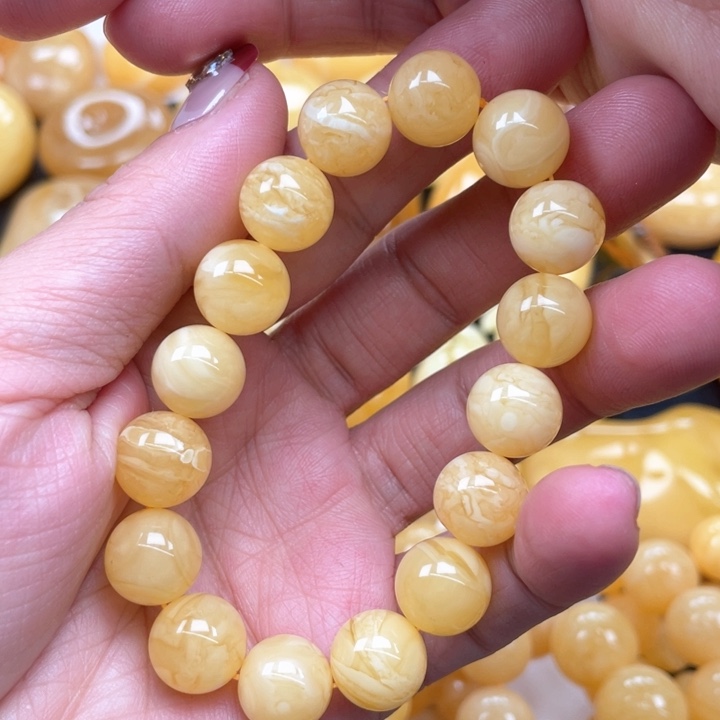 蜜蜡裸石未镶嵌蜜蜡手串