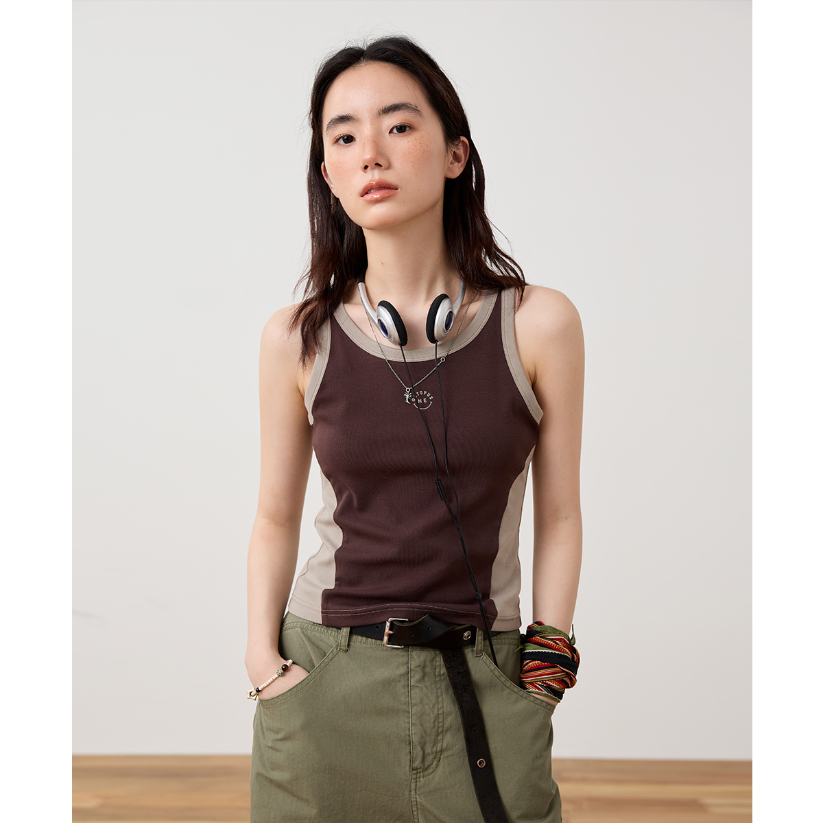 章鱼家【撞色】无袖吊带背心女夏季外穿修身凉感内搭上衣octopusme