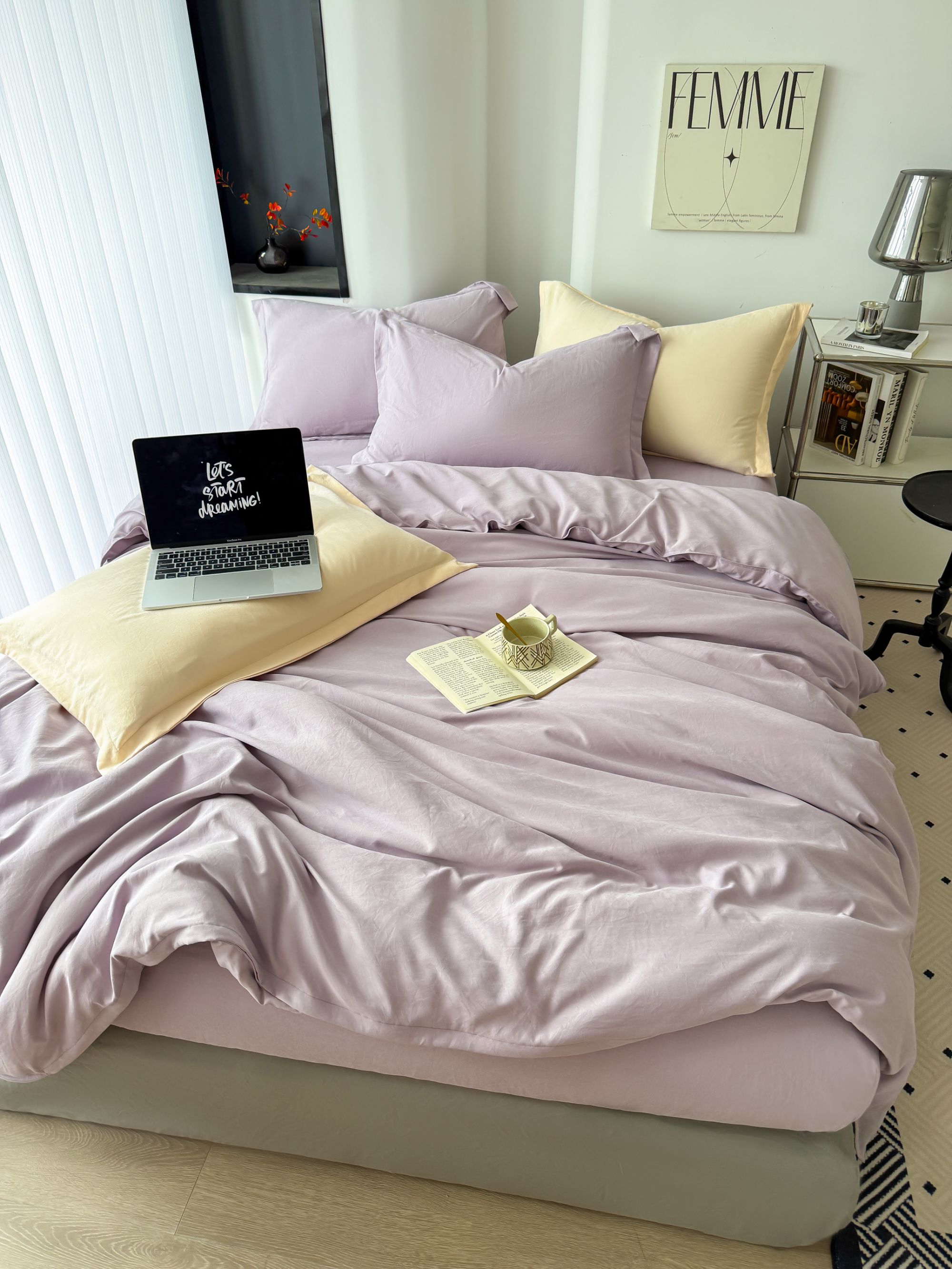 DREAM KORIA夏季高级简约纯色磨毛棉感四件套