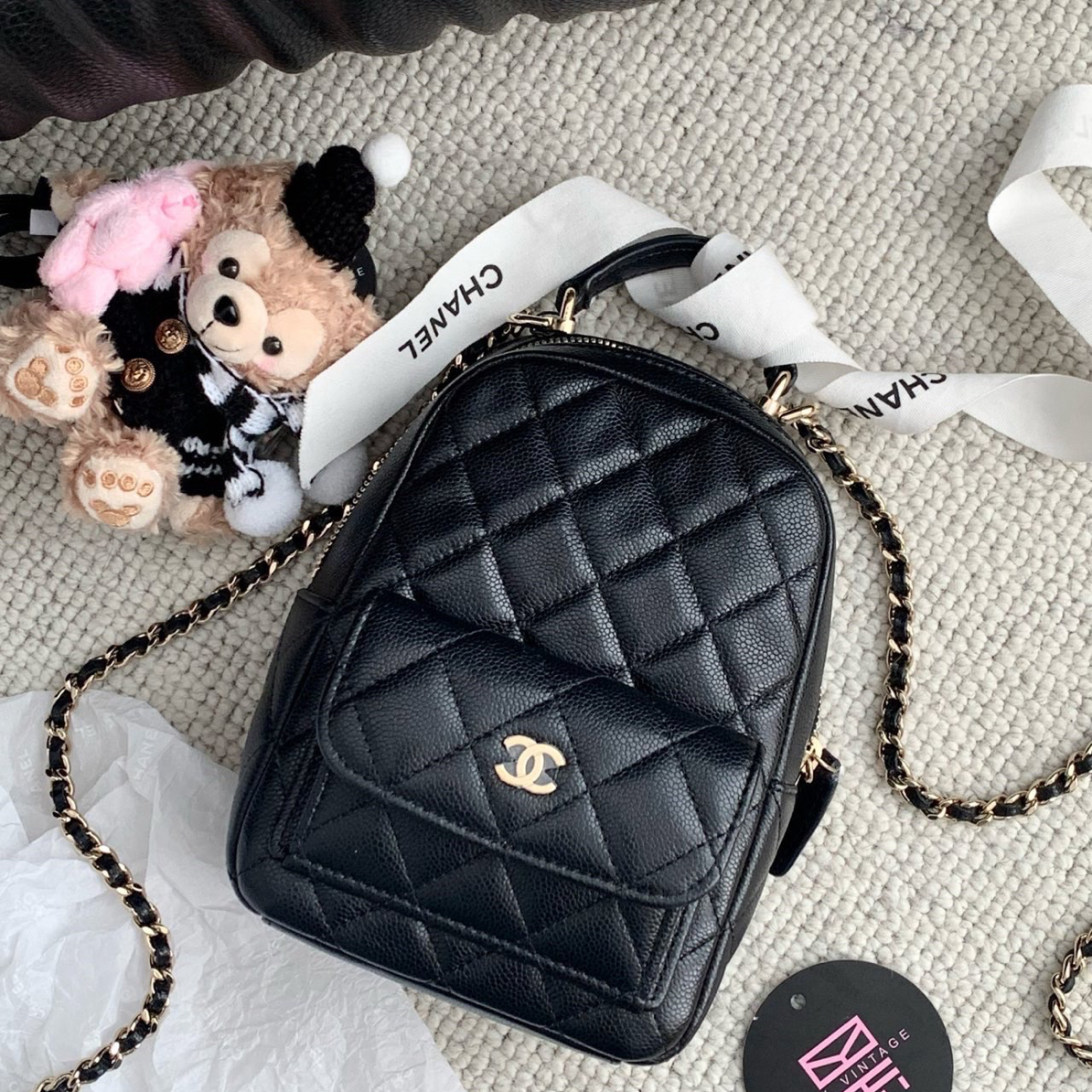 99新 Chanel/香奈儿 24期代卖服务！黑金鱼子酱小书包  18541380